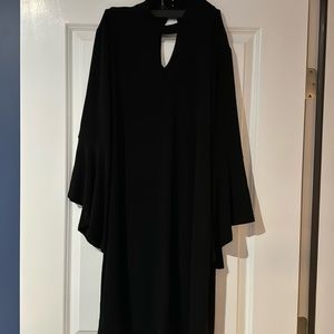 High Neck Ruffle Sleeve Little Black Dress